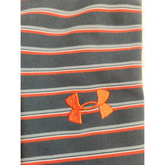 Under Armour Polo Mens Medium Gray Striped HeatGear Golf Athleisure Preppy - Picture 2 of 12